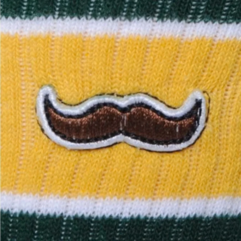 Toddland Peanuts White and Green Mustache Socks Mens Size 10-13